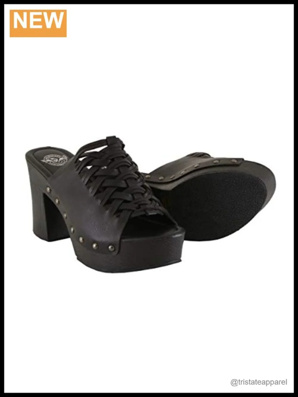 Faux Leather Platform Wedge Heels Studs Open Toe Women's Shoes